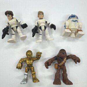 Hasbro Playskool Star Wars Galactic Heroes Lot 5 R2D2 C3PO Chewbacca Hans Luke